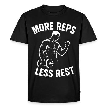 Plus de répétitions, moins de repos, callisthénie, fitness, salle de sport - T-shirt Premium bio Homme - noir - Devant - Nico (187cm)