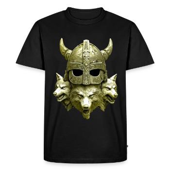 Viking Helmet Wolf - Men's Premium Organic T-Shirt - black - Front - Nico (187cm)