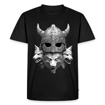 Viking Helmet Wolf - Men's Premium Organic T-Shirt - black - Front - Nico (187cm)