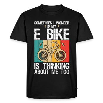 Parfois, je me demande si mon vélo électrique pense à - T-shirt Premium bio Homme - noir - Devant - Nico (187cm)
