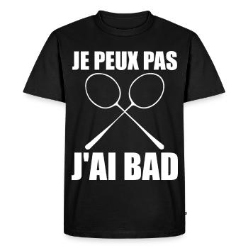 I Can't I Have Bad Gift Player Men Badminton - Men's Premium Organic T-Shirt - black - Front - Nico (187cm)