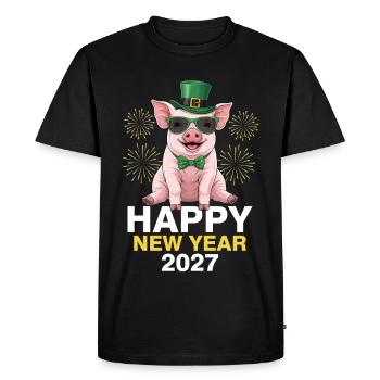 Bonne Année 2027 - T-shirt Premium bio Homme - noir - Devant - Nico (187cm)