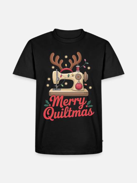 Merry Quiltmas Couture festive Père Noël Noël - T-shirt Premium bio Homme - noir