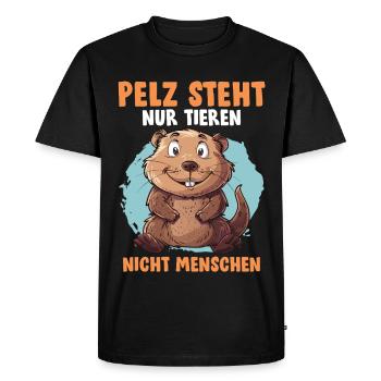 Bien-être animal LA FOURRURE NE CONVIENT QU’AUX ANIMAUX Plaisir - T-shirt Premium bio Homme - noir - Devant - Nico (187cm)
