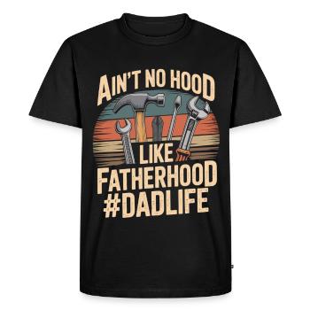 Il n’y a pas de capuche comme la paternité – Chemise de papa - T-shirt Premium bio Homme - noir - Devant - Nico (187cm)