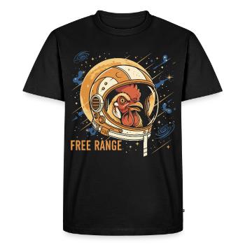 Space chicken in astronaut helmet - Men's Premium Organic T-Shirt - black - Front - Nico (187cm)