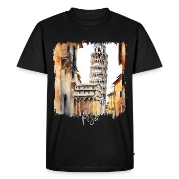 Aquarelle de Pise, Pise Italie - T-shirt Premium bio Homme - noir - Devant - Nico (187cm)