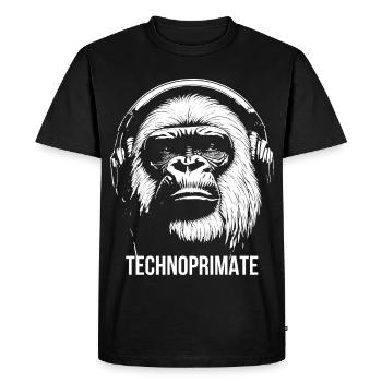 Techno Primate Headphone Ape Art # 4 White - Men's Premium Organic T-Shirt - black - Front - Nico (187cm)