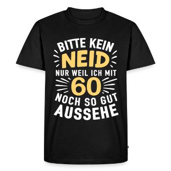 60s Cheer Shirt – No Envy, Look Good - Men's Premium Organic T-Shirt - black - Front - Nico (187cm)