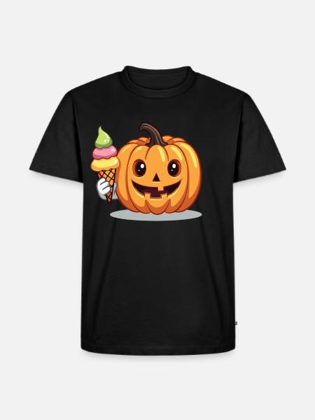 Süßer Grusel Kürbis mit Eiswaffel - Men's Premium Organic T-Shirt - black