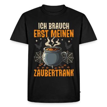 J’ai besoin de ma potion magique en premier - T-shirt Premium bio Homme - noir - Devant - Nico (187cm)