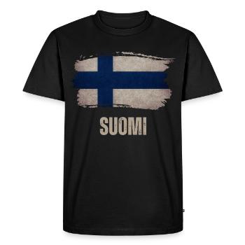 Drapeau grunge de la Finlande, vintage Finlande - T-shirt Premium bio Homme - noir - Devant - Nico (187cm)