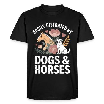 Chiens et chevaux Distraction Motif - T-shirt Premium bio Homme - noir - Devant - Nico (187cm)