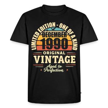fête d anniversaire décembre 1990 - december 1990 - T-shirt Premium bio Homme - noir - Devant - Nico (187cm)