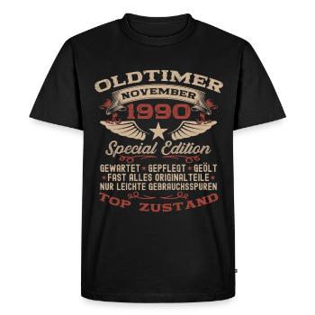 Cadeau 35ème anniversaire Voiture Ancienne Novembre 1990 - T-shirt Premium bio Homme - noir - Devant - Nico (187cm)