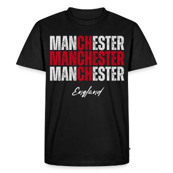 Manchester Angleterre, British Pride - T-shirt Premium bio Homme - noir - Devant - Nico (187cm)