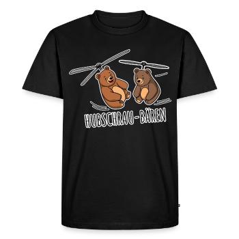 funny flying Hubschrau bears! Bears of the Skies - Men's Premium Organic T-Shirt - black - Front - Nico (187cm)