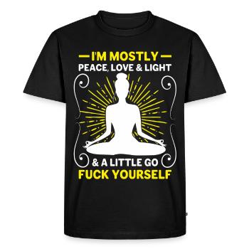 I'm Mostly Peace Love and Light - Yoga Spirit - Men's Premium Organic T-Shirt - black - Front - Nico (187cm)