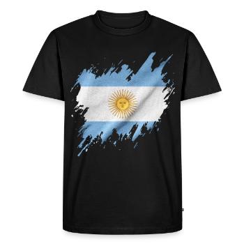 Flag of Argentina, torn style - Men's Premium Organic T-Shirt - black - Front - Nico (187cm)