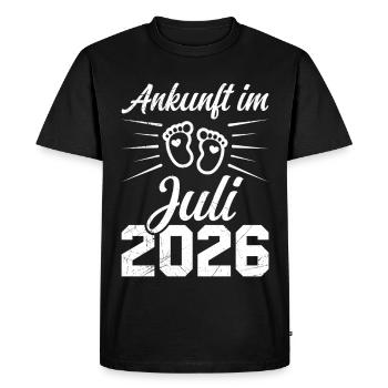 Expectant mother ARRIVAL IN JULY 2026 Funny - Men's Premium Organic T-Shirt - black - Front - Nico (187cm)