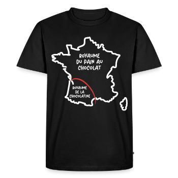 Pain au chocolat ou chocolatine drôle carte France - T-shirt Premium bio Homme - noir - Devant - Nico (187cm)