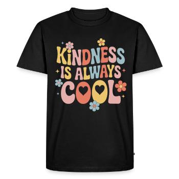 Kindness is always cool Colorful flowers - Men's Premium Organic T-Shirt - black - Front - Nico (187cm)