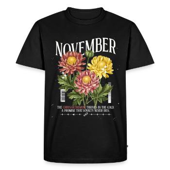 Birth Flowers Birth Flower November Chrysanthemum - Men's Premium Organic T-Shirt - black - Front - Nico (187cm)