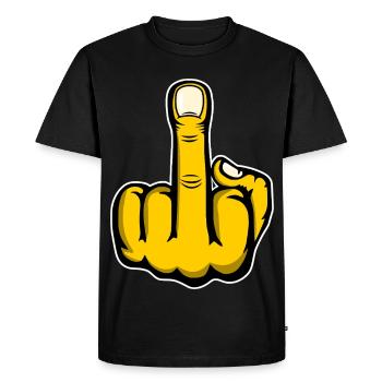 Majeur Stinky Finger Design Jaune utilisé - T-shirt Premium bio Homme - noir - Devant - Nico (187cm)