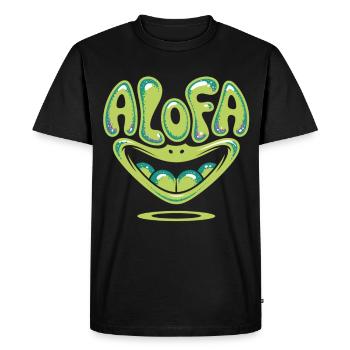 Chemise Alofa Cool Frog avec ambiance tropicale - T-shirt Premium bio Homme - noir - Devant - Nico (187cm)