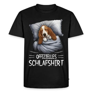 Cuddly Dream Sleeping Shirt Basset Dog - Men's Premium Organic T-Shirt - black - Front - Nico (187cm)