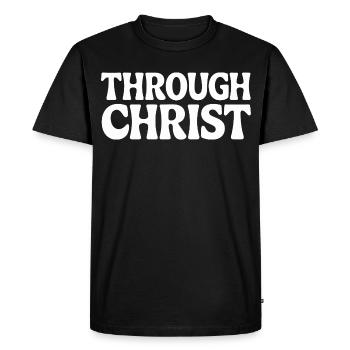 Par le Christ Jésus Chrétiens Foi - T-shirt Premium bio Homme - noir - Devant - Nico (187cm)