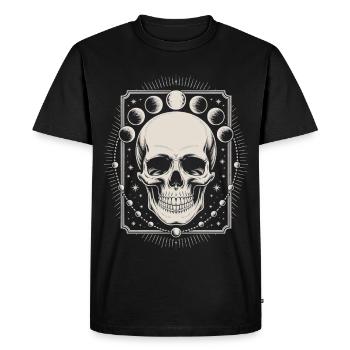 Crâne gothique avec phases de lune Design mystique - T-shirt Premium bio Homme - noir - Devant - Nico (187cm)