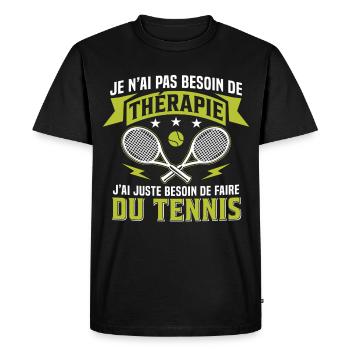  j'ai juste besoin de faire du tennis   - T-shirt Premium bio Homme - noir - Devant - Nico (187cm)