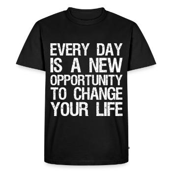 every day is a new opportunity to change your life - Men's Premium Organic T-Shirt - black - Front - Nico (187cm)