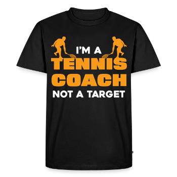 Je suis un entraîneur de tennis, pas un objectif - T-shirt Premium bio Homme - noir - Devant - Nico (187cm)