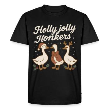 Oie de Noël Holly Jolly Honkers - T-shirt Premium bio Homme - noir - Devant - Nico (187cm)