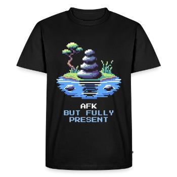 AFK, but fully present | Mindfulness, Meditation - Men's Premium Organic T-Shirt - black - Front - Nico (187cm)
