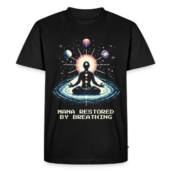 Mana renouvelé : Respirer | Respiration, Méditation - T-shirt Premium bio Homme - noir - Devant - Nico (187cm)