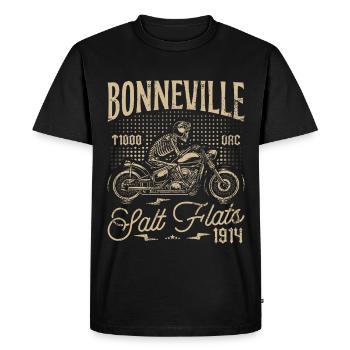 Bonneville Salt Flats Moto Anniversaire 1914 - T-shirt Premium bio Homme - noir - Devant - Nico (187cm)