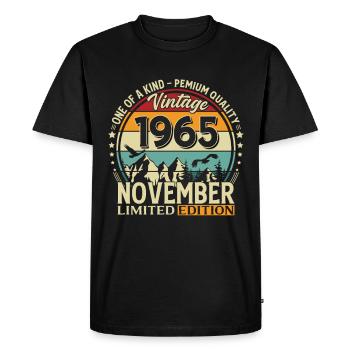 60ème Anniversaire Vintage Novembre Millésime 1965 - T-shirt Premium bio Homme - noir - Devant - Nico (187cm)