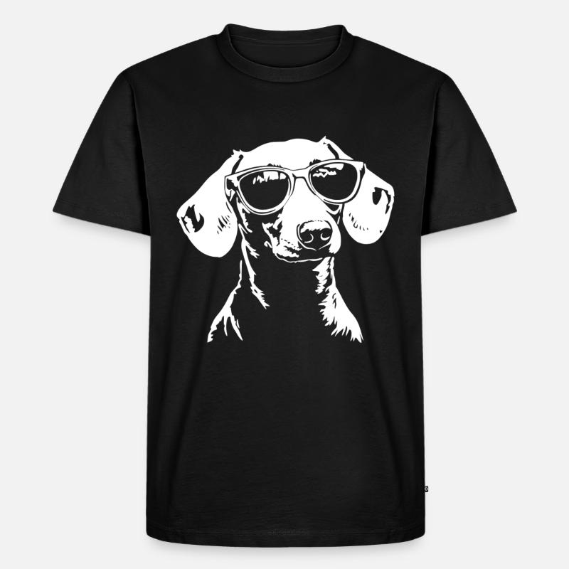 Dackel Sonnenbrille - Männer Premium Bio T-Shirt - Schwarz