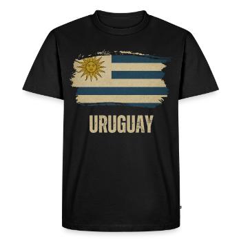 Drapeau grunge de l’Uruguay, j’adore l’Uruguay - T-shirt Premium bio Homme - noir - Devant - Nico (187cm)