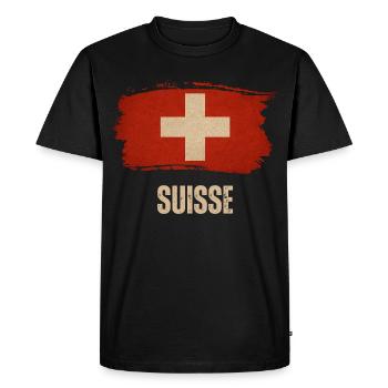 Drapeau grunge de la Suisse, fierté suisse - T-shirt Premium bio Homme - noir - Devant - Nico (187cm)