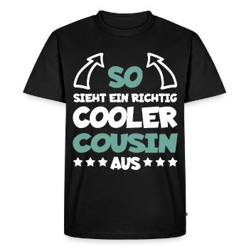 Really Cool Cousin Funny Gift - Men's Premium Organic T-Shirt - black - Front - Nico (187cm)