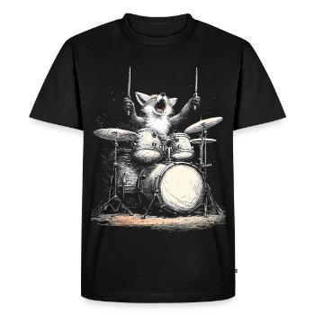 Renard Tambours Batteur Musique Rock Faune - T-shirt Premium bio Homme - noir - Devant - Nico (187cm)