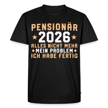 Rente 2026 J’ai terminé - Cadeau pour retraité - T-shirt Premium bio Homme - noir - Devant - Nico (187cm)