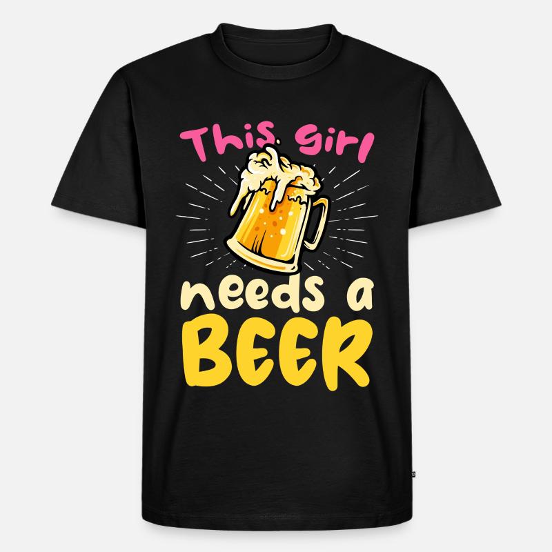 Dieses Mädchen braucht ein Bier - Männer Premium Bio T-Shirt - Schwarz