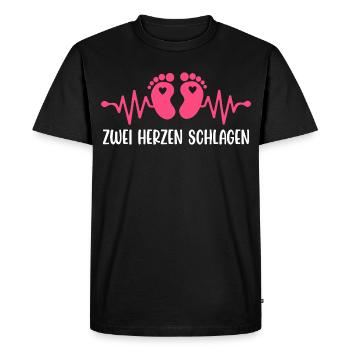 Expectant mother TWO HEARTS BEAT Funny - Men's Premium Organic T-Shirt - black - Front - Nico (187cm)