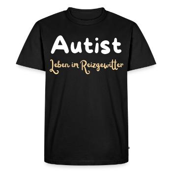 Life in a Storm of Stimuli Autism Statement - Men's Premium Organic T-Shirt - black - Front - Nico (187cm)