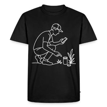 Croquis du géocacheur – motif extérieur minimaliste - T-shirt Premium bio Homme - noir - Devant - Nico (187cm)